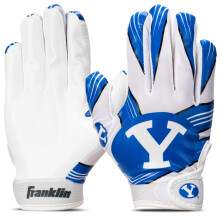 Guantes de Receptor de Fútbol Franklin Sports BYU Cougars - NCAA para Niños 7-10 Años - Palmo de Silicona