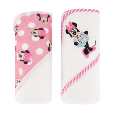 Disney Cudlie Baby Girl Minnie Mouse 2-Pack Handdukar med Huva i Lyckliga Prickar