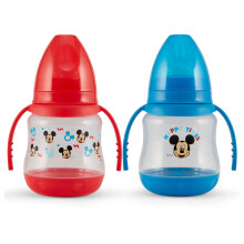 Set de 2 biberones Disney de 7 onzas con personajes y tapas de colores - Libre de BPA y fácil de limpiar