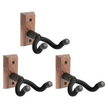 Guitar Wall Mount 3 Pack, Black Walnut Wood Guitar Hanger, U-Shaped Guitar Wall Hanger Wall Mount