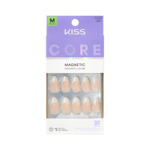 KISS CORE, Press On Nails, Nagellim medföljer, 'Patchouli', Vit, Medium Size, Almond Form, 32 Naglar