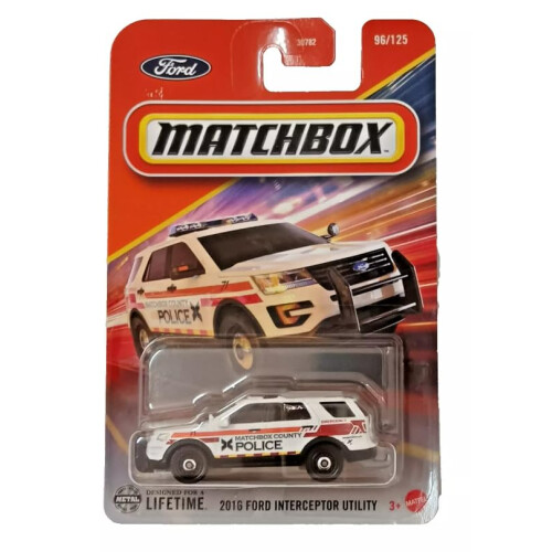 Mattel Matchbox Ford Interceptor Utility Diecast Auto, 1:64 Schaal, Wit, 2016 Model
