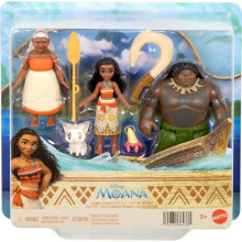 Mattel Disney Moana Small Doll 3-Pack with Moana, Maui the Demigod & Gramma Tala, Plus Pua the Pig, Crab Figure & 2 Accessories, Inspired by Movie