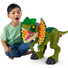 Fisher-Price Imaginext Jurassic World Dinosaur Toy Thrash Attack Dilophosaurus 16+ Inch with Lights & Sounds for Pretend Play Kids Ages 3+ Years
