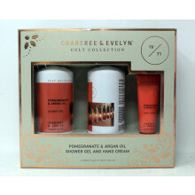 Gel Douche à la Grenade & Huile d'Argan 8.4 FL OZ et Crème pour les Mains 0.8 FL OZ 3-Pack + Chiffon en Microfibre