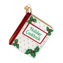 Old World Christmas Holiday Cookbook Glass Blown Ornament for Christmas Tree, Handcrafted Holiday Decoration, Kitchen Collection
