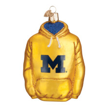 Old World Christmas University of Michigan Wolverines Hoodie Glass Blown Ornament for Christmas Tree, Handcrafted Holiday Decoration, University Colle