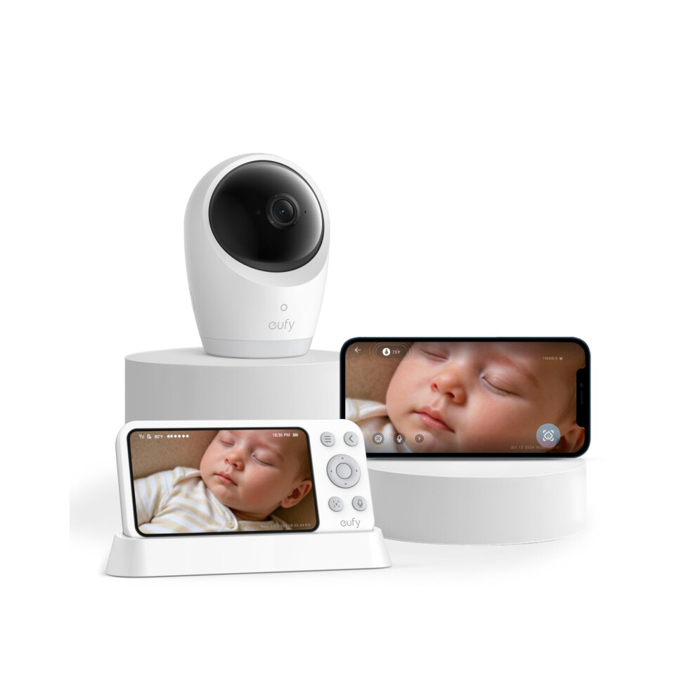 Eufy Security Baby Monitor E21 With 4K Uhd Camera, 5'' 720P Display, 8X Zoom, Hybrid Wi-Fi And No Wi-Fi Connection, 24/7 Recording In App, Pan-Tilt, P