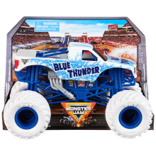 Monster Jam, Officiell Blue Thunder Monster Truck, Samlar Die-Cast Fordon, 1:24 Skala, Barnleksaker 3 år och uppåt
