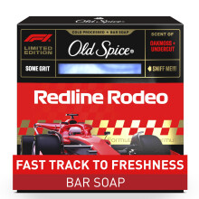 Old Spice Bar Soap for Men, F1 Collection, Cold Pressed with Some Grit, Fast Track to Freshness, Made with Natural Oils & Plant Based Cleanser, Redlin