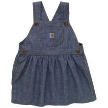 Carhartt Baby Girls' Chambray Cotton Dress Jumper, Medium Wash Blue Denim, 24M