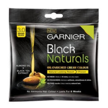 Garnier, Hair Colouring Crme, 100% Grey Coverage, Softening And Increased Shine, Black Naturals, 3.0 Brown Black, 20G + 20Ml