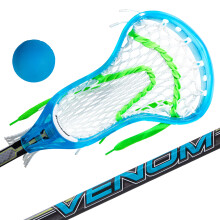 Franklin Sports Kids Mini Stick de Lacrosse + Set de Pelota - Venom para Principiantes - Azul, 34"