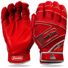 Guantes de Bateo Franklin Sports MLB - Powerstrap Chrome Adulto + Juvenil - Rojo - Adulto Mediano