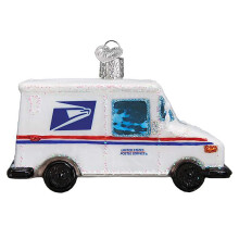 Old World Christmas Ornaments USPS Mail Truck Glass Blown Ornaments for Christmas Tree