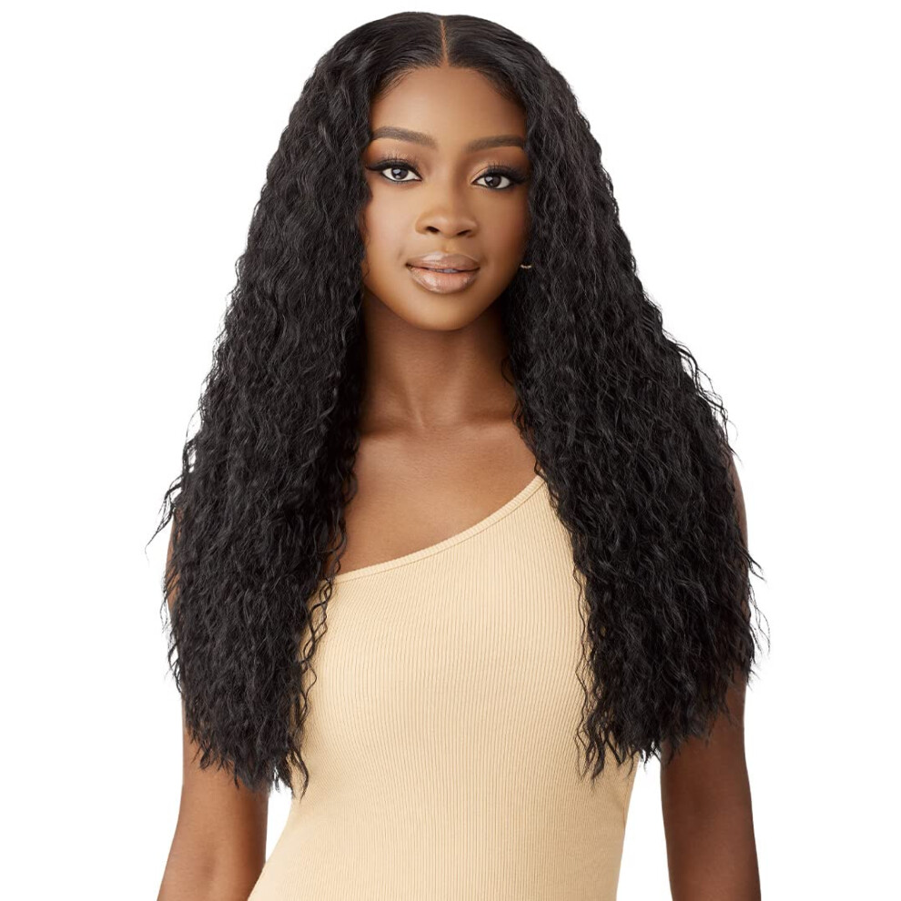 Outre Unisex - 5X5 Lace Closure Wig - Human Hair Blend - Peruvian Water Wave 24" (Dr2/Chocolate Swirl)