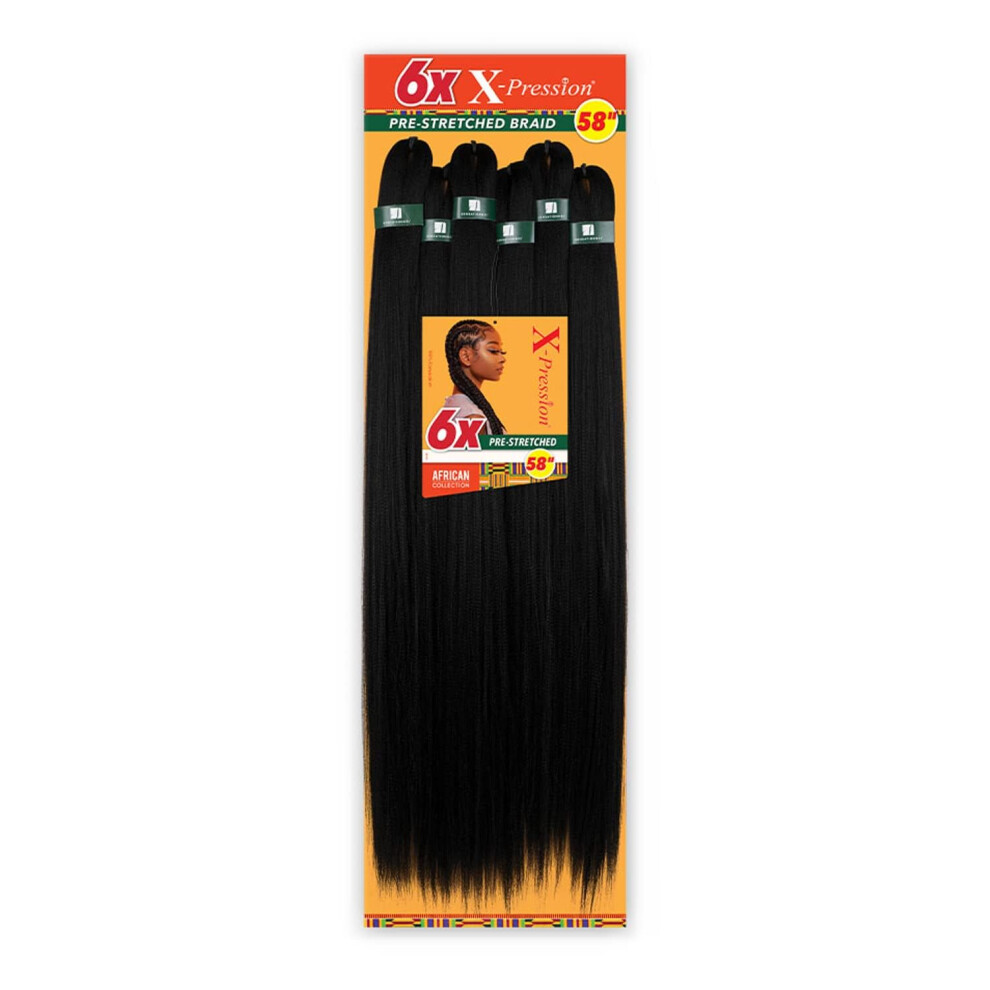 Sensationnel Unisex X-Pression Prestretched Braiding Hair - 6X Braid 58 Inch All Kanekalon Flame Retardant Synthetic Braid For Box Braids And Twists (27 Hone