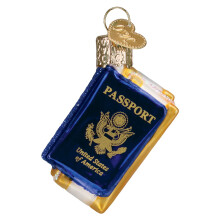 Old World Christmas Mini Passport Glass Blown Ornament for Christmas Tree, Handcrafted Holiday Decoration, Travel Collection