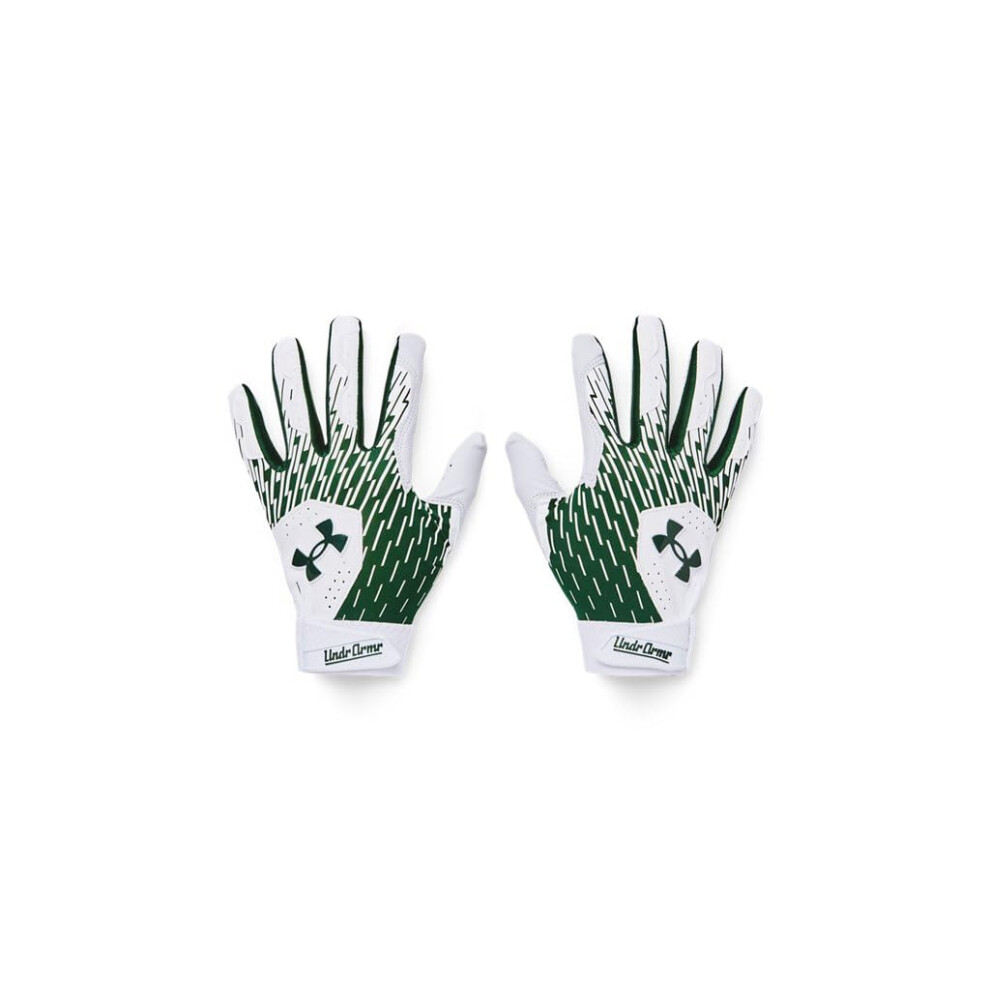 Under Armour Boys Youth Clean Up Baseball Gloves, (101) White/Forest Green/Forest Green, Small