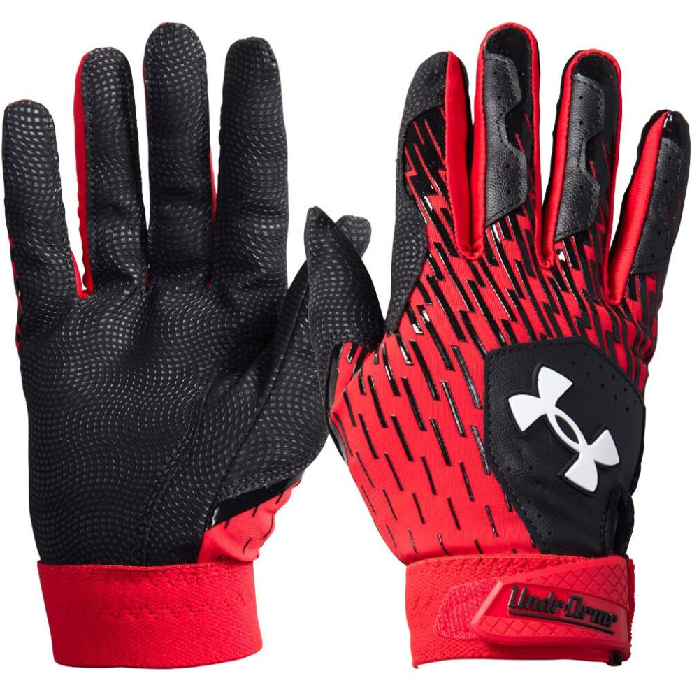 Under Armour Boys Youth Clean Up Baseball Gloves, (001) Black/Red/White, Small