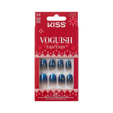 KISS Voguish Fantasy Holiday Press On Nails, Merry Magic, Navy, Medium Oval, Ingen Skada På Naturliga Naglar