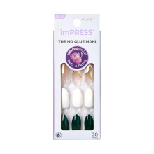 KISS Impress Press-On Maniküre Fake Nails, In My Head - Mittel, Mandel, Kein Lack, Einfarbig