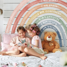 1 Lot de 5 Stickers Muraux Arc-en-Ciel avec Citations Inspirantes pour Chambre D'Enfant, Garderie ou Salle de Classe, Autocollants Autocollants