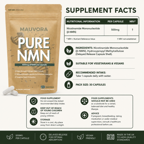 NMN Capsules 500mg - 30 Vegan Capsules 2