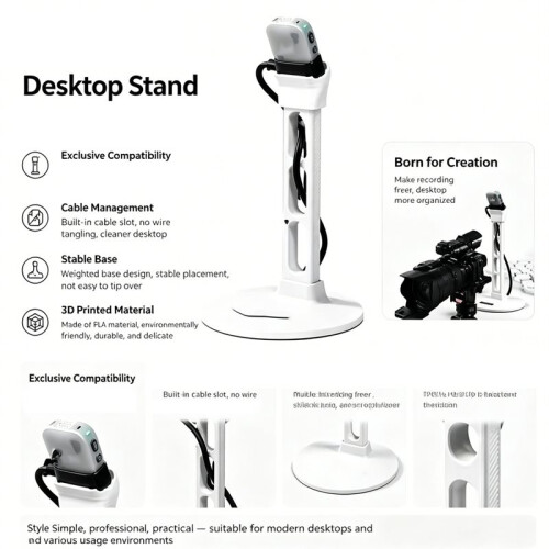 For  MIC  2 Microphone Desktop Stand Cable Management Base Holder Live Streaming/Recording Accessories