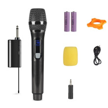 Microphone Sans Fil avec Récepteur Rechargeable, Kit Karaoké UHF pour Chanter, Soirées DJ, Discours à L'Église, Karaoké à Domicile