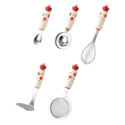 Baking Tool 5pcs Comfortable Handle Thickened Egg Beater/Separator/Spoon/Potato Masher Rust-Proof Cooking Tool Set
