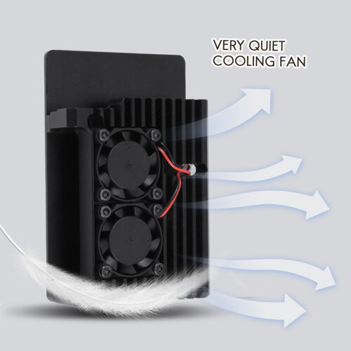 for Raspberry Pi 4 Aluminum Case with Dual Cooling Fan Metal Shell Black Enclosure for Raspberry Pi 4 Model B 2