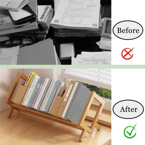 Desktop Bookshelf Bookshelf Storage Rack Wooden Inclined Bookshelf 1