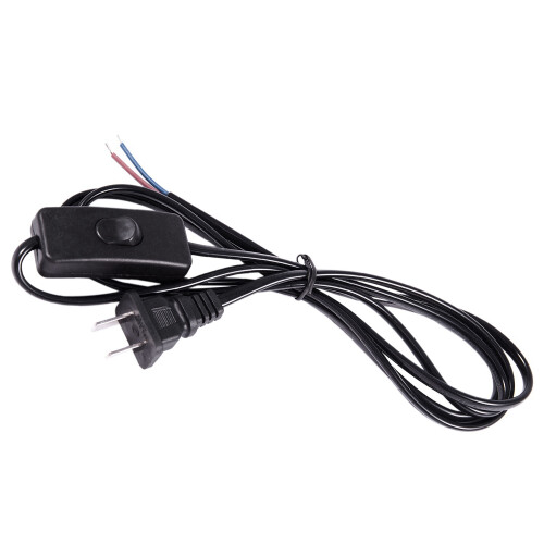 US Plug 1.8M Power Cord /off Button  AC110V 3A AC250V 6A Black 1