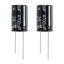 2 Pcs 4700uF 25V 105C Radial Electrolytic Capacitors Black 26x16mm