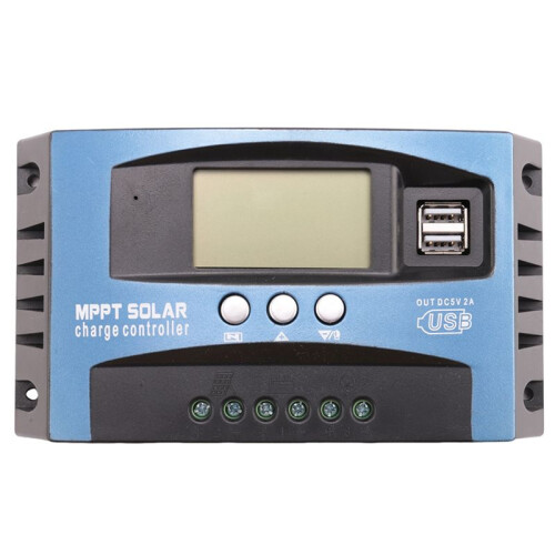 100A MPPT Solar Charge Controller Dual USB LCD Display 12V 24V Auto Solar Cell Panel Charger Regulator with Load 2
