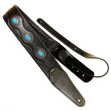 Guitar Strap Ethnic Style Leather Adjustable Acoustic Electric Bass Strap Guitar Belt Guitar Parts Accessories Black