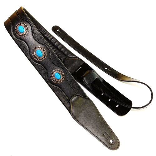 Gitarrrem Etnisk Stil LäDer Justerbar Akustisk Elektrisk Basrem GitarrbäLte Gitarrdelar TillbehöR Svart