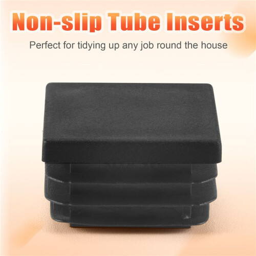 24 Pcs 30mm x 30mm Plastic Ribbed Square End Caps Tube Insert Black 2