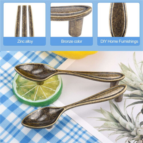 15 Pcs Knife Spoon Fork Kitchen Cabinet Closet Drawer Pull Handles Knobs 3-Inch Center to Center Bronze 1