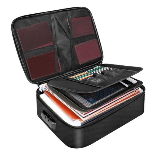 Fireproof Document Storage Lock Bag,Carry Wallet,Multi-Layer Portable Document Storage,Suitable for Important Documents 2