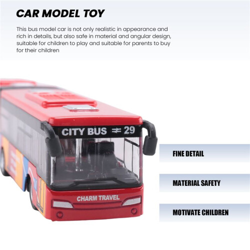 Children'S Diecast Modell Fordon Shuttle Buss Billeksaker Små Baby Pull Back Leksaker RöD 2