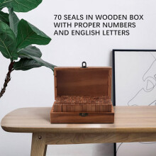 Pack of 70pcs Rubber Stamps Set Vintage Wooden Box Case Alphabet Letters Number (No Ink Pad Included)