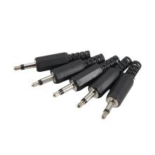 5 x schwarzer Kunststoff 3.5mm maennlicher Mono Stecker Buchse Audio Adapter Stecker