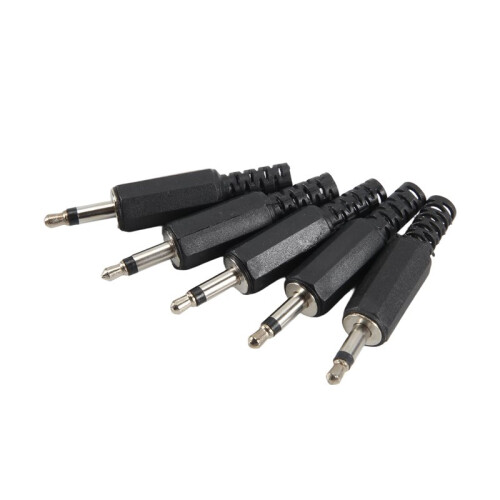 5 x Black Plastic 3.5mm Male Mono Plug Jack Audio Adapter Connector