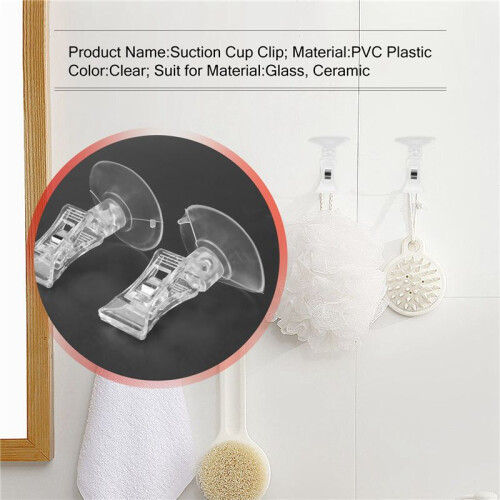 2 PCS 47mm Clear Plastic Wall Suction Cup Clip Clamp 2