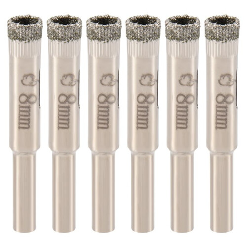 6 Pcs 8mm Diamond Core Drill Bits Ceramic Tile Glass Hole Saw