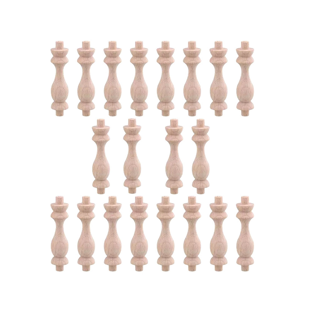 20 Pcs 7.6X1.8cm Beech Unpainted Unfinished Wood Spindles Baluster For Home Restaurant Decor Repair Decoration 4712556410177