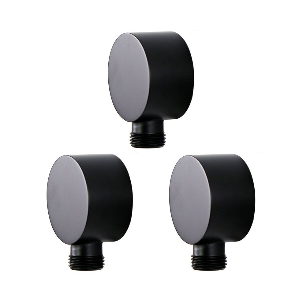 3X Wall Supply Elbow,Brass Round Wall Mount Shower Hose Connector Accessories G1/2Inch Water Outlet For Shower-Black 6034214814935