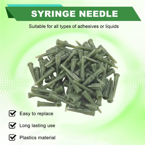 100 pezzi Plastica Verde Conica Pinhead Glue Liquid Dispenser Needles 14G 1